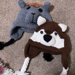 Lot of 2 kids child’s wool hats skiing winter